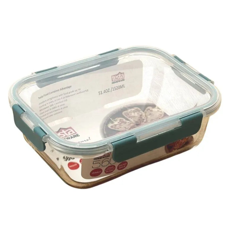 Testa Glass Food Container 1520ml Rectangle with PP lid